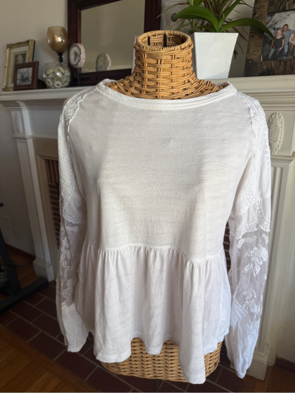 Free People penny tee boho lace whimsical top Small